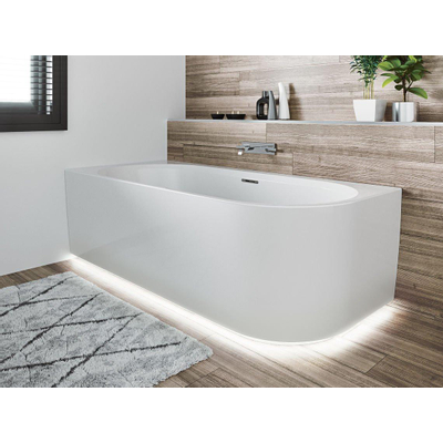 Riho Desire hoekbad acryl bad 184x84cm met sifon met LED Plint Hoekopstelling Links glans wit