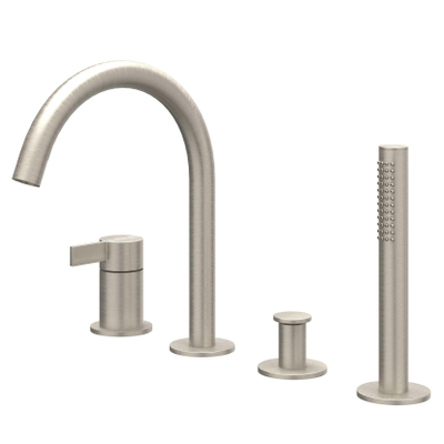 IVY Pact Badrandcombinatie - 4-wegs - mengkraan - draaibare uitloop - uittrekbare handdouche - Geborsteld nickel PVD