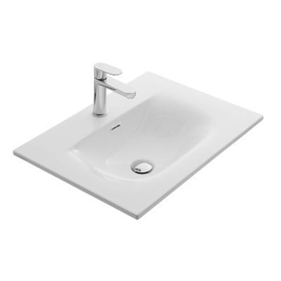 Thebalux Wastafel soft 60cm keramiek 1x kom 1x kraangat