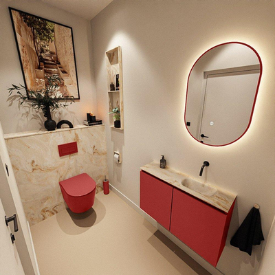 MONDIAZ TURE-DLUX 80cm toiletmeubel Fire. EDEN wastafel Frappe positie rechts. Zonder kraangat.
