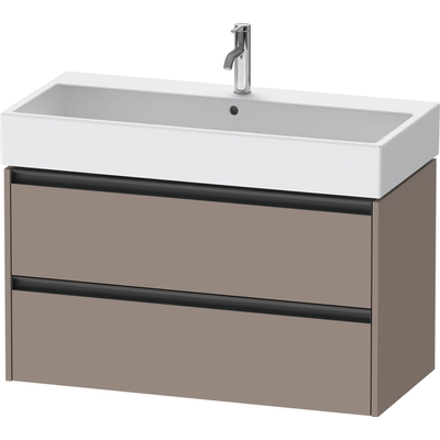 Duravit Ketho 2 wastafelonderbouwkast met 2 laden 98.4x46x54.9cm met grepen antraciet basalt mat