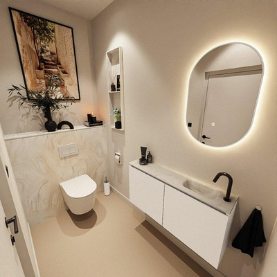 MONDIAZ TURE-DLUX 100cm toiletmeubel Talc. EDEN wastafel Ostra positie rechts. Met 1 kraangat.