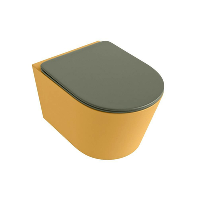 MONDIAZ LAVIE wandclosetpack - 36x53cm - diepspoel - rimless - Ocher (geel) - softclose - quick-release - toiletzitting - Army (groen)