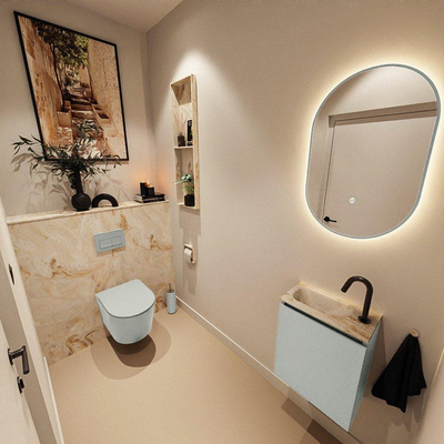 MONDIAZ TURE-DLUX 40cm toiletmeubel Greey. EDEN wastafel Frappe positie links. Met 1 kraangat.