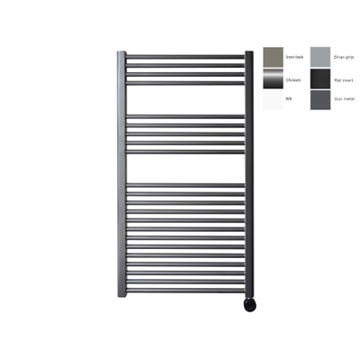 Sanicare electrische design radiator 111,8 x 60 cm. Gun metal met thermostaat zwart (rechtsonder)