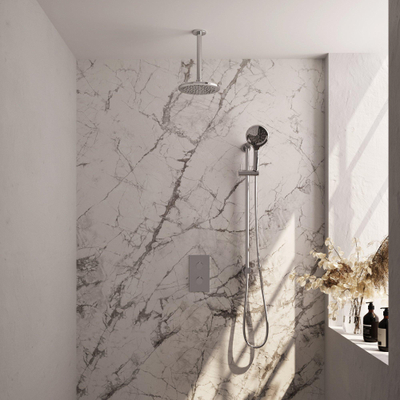 Brauer Chrome Edition Regendoucheset inbouw - hoofddouche 20cm - plafondarm 20cm - 2 functies - glijstang - inclusief inbouwdeel - handdouche Rond 3 standen - chroom