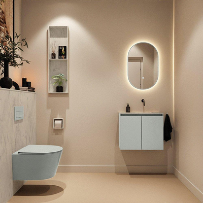 MONDIAZ TURE-DLUX 60cm toiletmeubel Greey. EDEN wastafel Opalo positie rechts. Zonder kraangat.