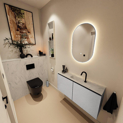MONDIAZ TURE-DLUX 100cm toiletmeubel Plata. EDEN wastafel Opalo positie midden. Met 1 kraangat.