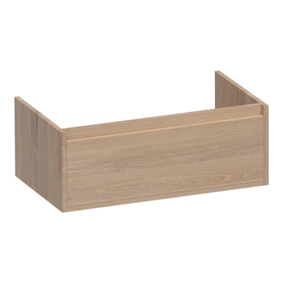 BRAUER Hope wastafelonderkast - 80x30x45.5cm - 1 softclose lade greeploos - 1 sifon uitsparing - massief eiken - lamellen eiken naturel