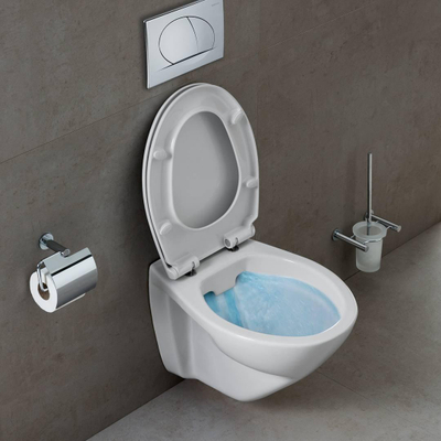 QeramiQ Cetus Confort Wandtoilet - 52x36x43.5cm - spoelrandloos - verhoogd 6cm - softclose en quickrelease zitting - glans wit