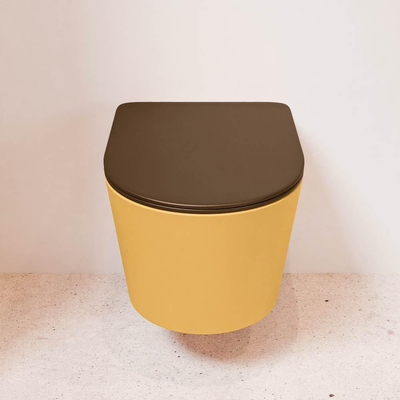 MONDIAZ LAVIE wandclosetpack - 36x53cm - diepspoel - rimless - Ocher (geel) - softclose - quick-release - toiletzitting - Rust (rood)