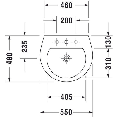 Duravit Darling New wastafel 55x48cm 1 kraangat wit