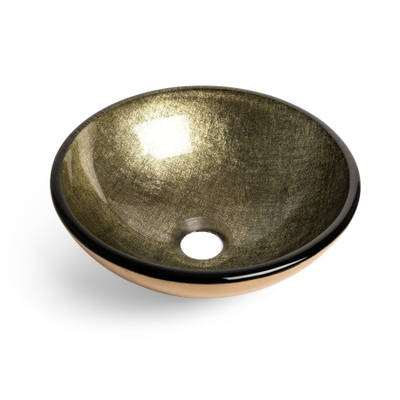 Saniclass Pesca Limone waskom 30x10,5cm rond gehard glas goud groen