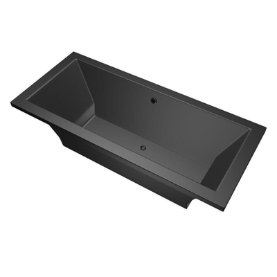 Xenz Society ligbad - 170x75cm - met overloop - zonder afvoer - Acryl Ebony mat OUTLETSTORE
