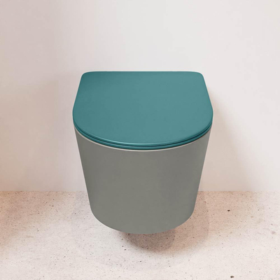 MONDIAZ LAVIE wandclosetpack - 36x53cm - diepspoel - rimless - Smoke (grijs) - softclose - quick-release - toiletzitting - Smag (blauw)