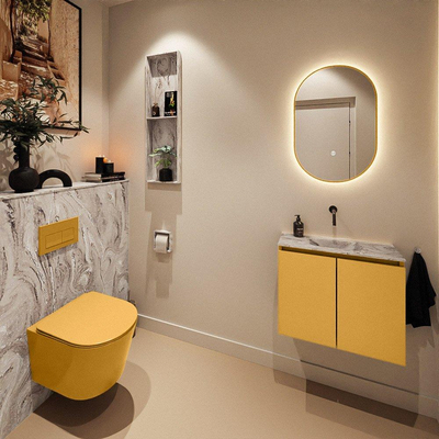 MONDIAZ TURE-DLUX 60cm toiletmeubel Ocher. EDEN wastafel Glace positie midden. Zonder kraangat.