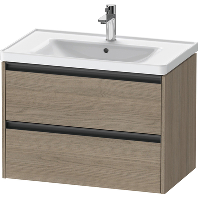 Duravit Ketho 2 wastafelonderbouwkast met 2 laden 78.4x45.5x54.9cm met grepen antraciet eiken terra mat