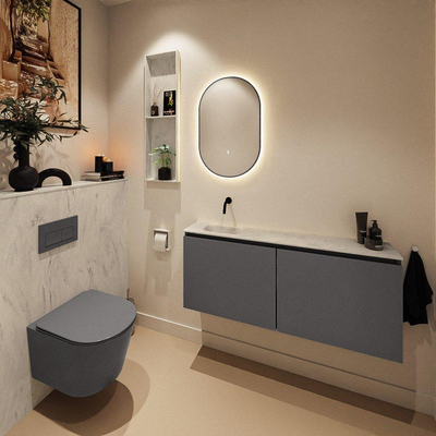 MONDIAZ TURE-DLUX 120cm toiletmeubel Dark Grey. EDEN wastafel Opalo positie links. Zonder kraangat.