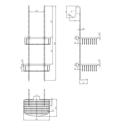 Best Design Rome Etagere 80.4x24.2x16cm voor ophangen chroom
