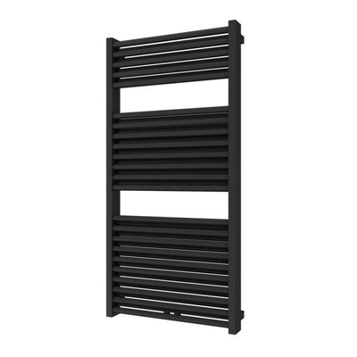 Plieger Imola M designradiator horizontaal met middenaansluiting 1230x600mm 943W zwart grafiet (black graphite)