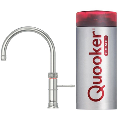 Quooker NL Classic Fusion round kokendwaterkraan opbouw uitloop draaibaar met Combi reservoir RVS