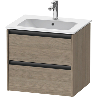 Duravit Ketho 2 wastafelonderbouwkast met 2 laden 61x48x55cm met grepen antraciet eiken terra mat