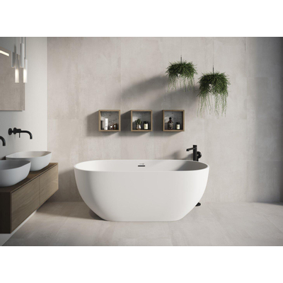 Looox Easy vrijstaand ligbad - 170x80x57cm - mineraal marmer mat wit