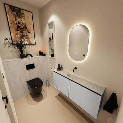 MONDIAZ TURE-DLUX 120cm toiletmeubel Plata. EDEN wastafel Opalo positie midden. Zonder kraangat.