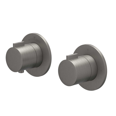 IVY Pact Regendoucheset - inbouw - symmetry - 2-weg stop-omstel - 15cm plafondbuis - 25cm slim hoofddouche - glijstang met uitlaat - 150cm doucheslang - 3-standen handdouche - Geborsteld metal black PVD