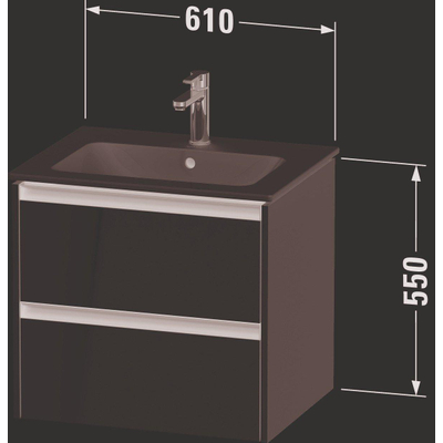 Duravit Ketho 2 wastafelonderbouwkast met 2 laden 61x48x55cm met grepen antraciet basalt mat