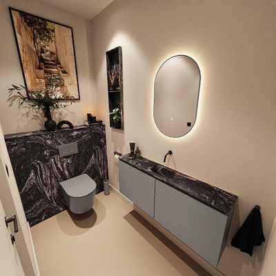 MONDIAZ TURE-DLUX 120cm toiletmeubel Smoke. EDEN wastafel Lava positie midden. Zonder kraangat.