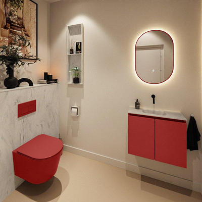 MONDIAZ TURE-DLUX 60cm toiletmeubel Fire. EDEN wastafel Opalo positie midden. Zonder kraangat.