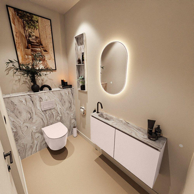 MONDIAZ TURE-DLUX 100cm toiletmeubel Rosee. EDEN wastafel Glace positie links. Met 1 kraangat.