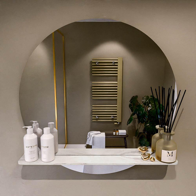 Mondiaz SPOT Badkamerspiegel - rond 80cm - spiegelplanchet - kleur Ostra