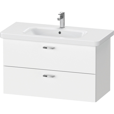 Duravit XBase Wastafelonderkast 93x44.8x56cm Standaard greep met softclose spaanplaat Grafiet Mat