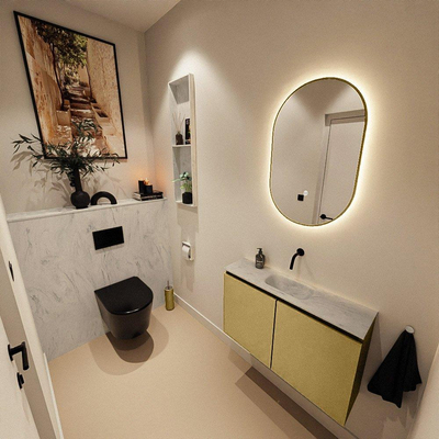 MONDIAZ TURE-DLUX 80cm toiletmeubel Oro. EDEN wastafel Opalo positie midden. Zonder kraangat.
