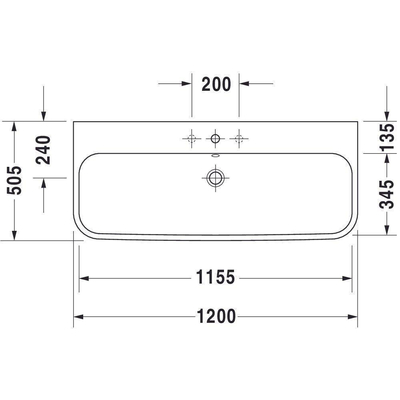 Duravit Happy d.2 meubelwastafel 120 1 kraangat met overloop geslepen wit