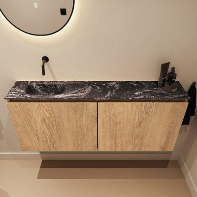 MONDIAZ TURE-DLUX 120cm toiletmeubel Washed Oak. EDEN wastafel Lava positie links. Zonder kraangat.