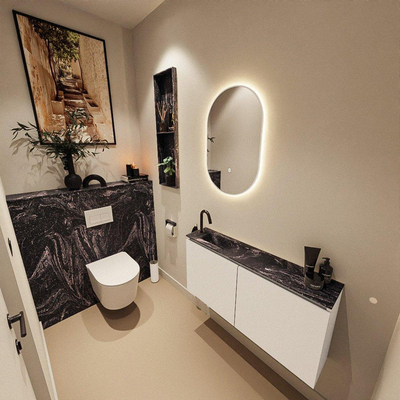 MONDIAZ TURE-DLUX 100cm toiletmeubel Talc. EDEN wastafel Lava positie links. Met 1 kraangat.