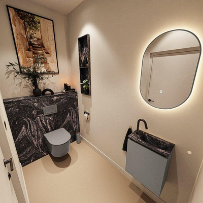 MONDIAZ TURE-DLUX 40cm toiletmeubel Smoke. EDEN wastafel Lava positie rechts. Met 1 kraangat.