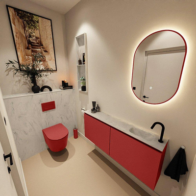 MONDIAZ TURE-DLUX 120cm toiletmeubel Fire. EDEN wastafel Opalo positie rechts. Met 1 kraangat.