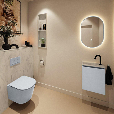 MONDIAZ TURE-DLUX 40cm toiletmeubel Clay. EDEN wastafel Opalo positie links. Met 1 kraangat.