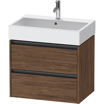 Duravit Ketho 2 wastafelonderbouwkast met 2 laden 68.4x46x54.9cm met grepen antraciet donker noten mat