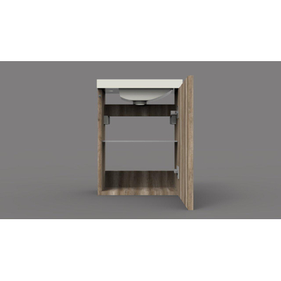 Arcqua Luna Fonteinset 54.3x39.7x21.8cm Canyon Oak met marble fontein met overloop mat wit
