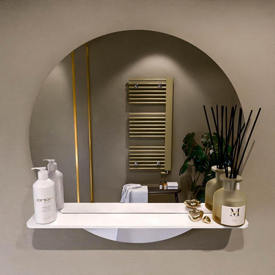 Mondiaz SPOT Badkamerspiegel - rond 70cm - spiegelplanchet - kleur Talc