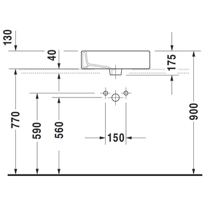 Duravit Vero opbouwwastafel onderzijde geslepen met bevestiging 50x47cm met kraangat en overloop met wondergliss wit