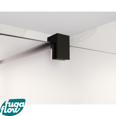 FugaFlow Eccelente Vetro inloopdouche badkamer - 160x200cm - mat glas - wandarm - mat zwart