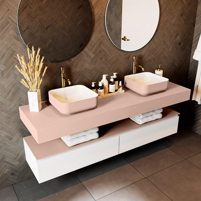 Mondiaz TOP 51 Vrijhangend Topblad - 170x51x12cm - geschikt voor waskom - Solid surface - Rosee