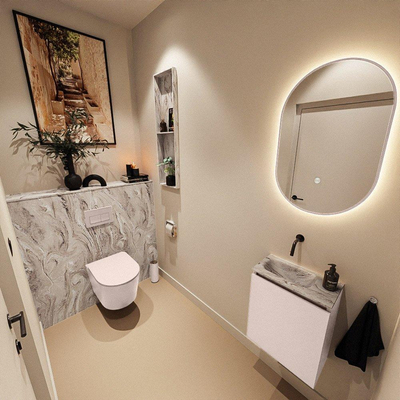 MONDIAZ TURE-DLUX 40cm toiletmeubel Rosee. EDEN wastafel Glace positie links. Zonder kraangat.