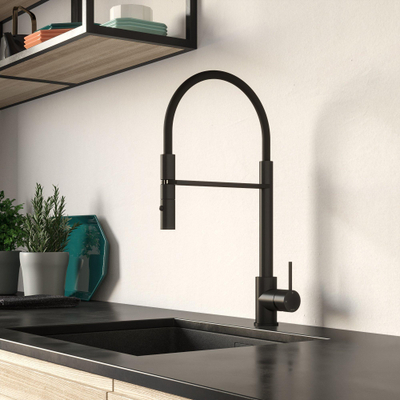 Hotbath Fellow Keukenmengkraan - draaibare uitloop - flexibele uitneembare handdouche - Mat Zwart